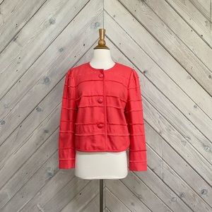 J. Crew Coral Red Cropped Button Jacket